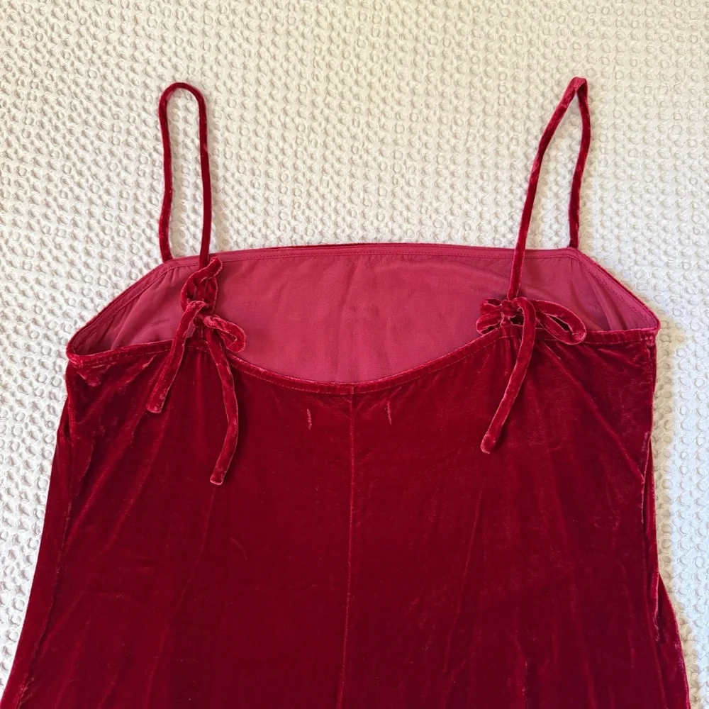 Reformation Crimini Velvet Midi Dress Red Slit Holiday Cocktail Dress S - Picture 6 of 11